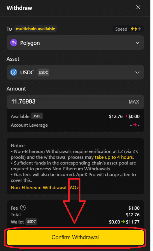 Comment connecter un portefeuille cryptographique et se retirer d'ApeX Comment connecter un portefeuille cryptographique et se retirer d'ApeX